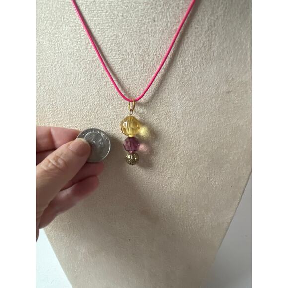 Handmade Colorful Bead Upcycled Pendant Necklace - Picture 2 of 3